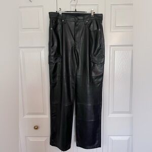 Gap vegan leather black cargo pants size 10.